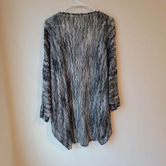 Charming Charlie Cardigan Open Zig Zag Black Gray Metallic Waterfall - Picture 2 of 4